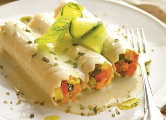 Exquisitos rolls de hortalizas grilladas con 140 calorías