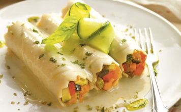 Exquisitos rolls de hortalizas grilladas con 140 calorías