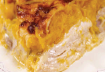 Pastel de papa, calabaza y pollo con 250 calorías