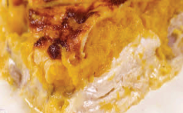 Pastel de papa, calabaza y pollo con 250 calorías