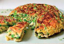 Tortilla de arvejas y jamón con 170 calorías