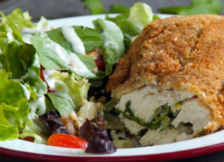 Milanesas de pollo rellenas de verdura con 275 calorías