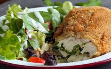Milanesas de pollo rellenas de verdura con 275 calorías