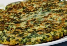 Sabrosa tortilla de espinacas con 160 calorías por porción