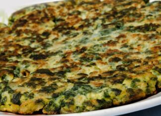 Sabrosa tortilla de espinacas con 160 calorías por porción