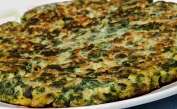 Sabrosa tortilla de espinacas con 160 calorías por porción