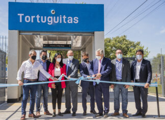 Noe Correa y el presidente Alberto Fernández inauguraron la renovada estación Tortuguitas en Malvinas Argentinas