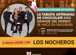 Malvinas celebra la Pascua con la Tableta artesanal de chocolate más grande del mundo y un show de Los Nocheros
