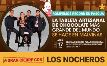 Malvinas celebra la Pascua con la Tableta artesanal de chocolate más grande del mundo y un show de Los Nocheros