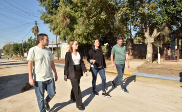 Noe Correa visitó el nuevo pavimento de la calle Lavallol